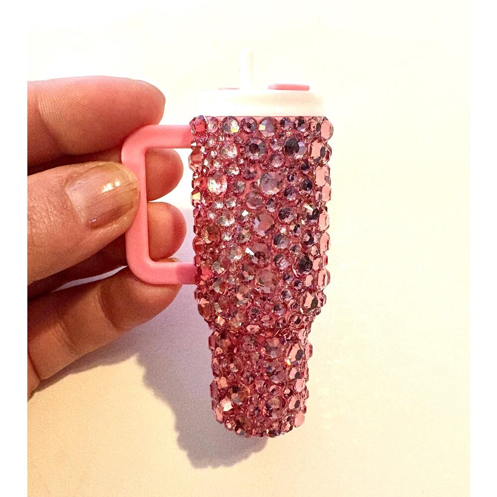 Bling Rhinestone Mini Tumbler Keychain: Stanley Style Bag Charm